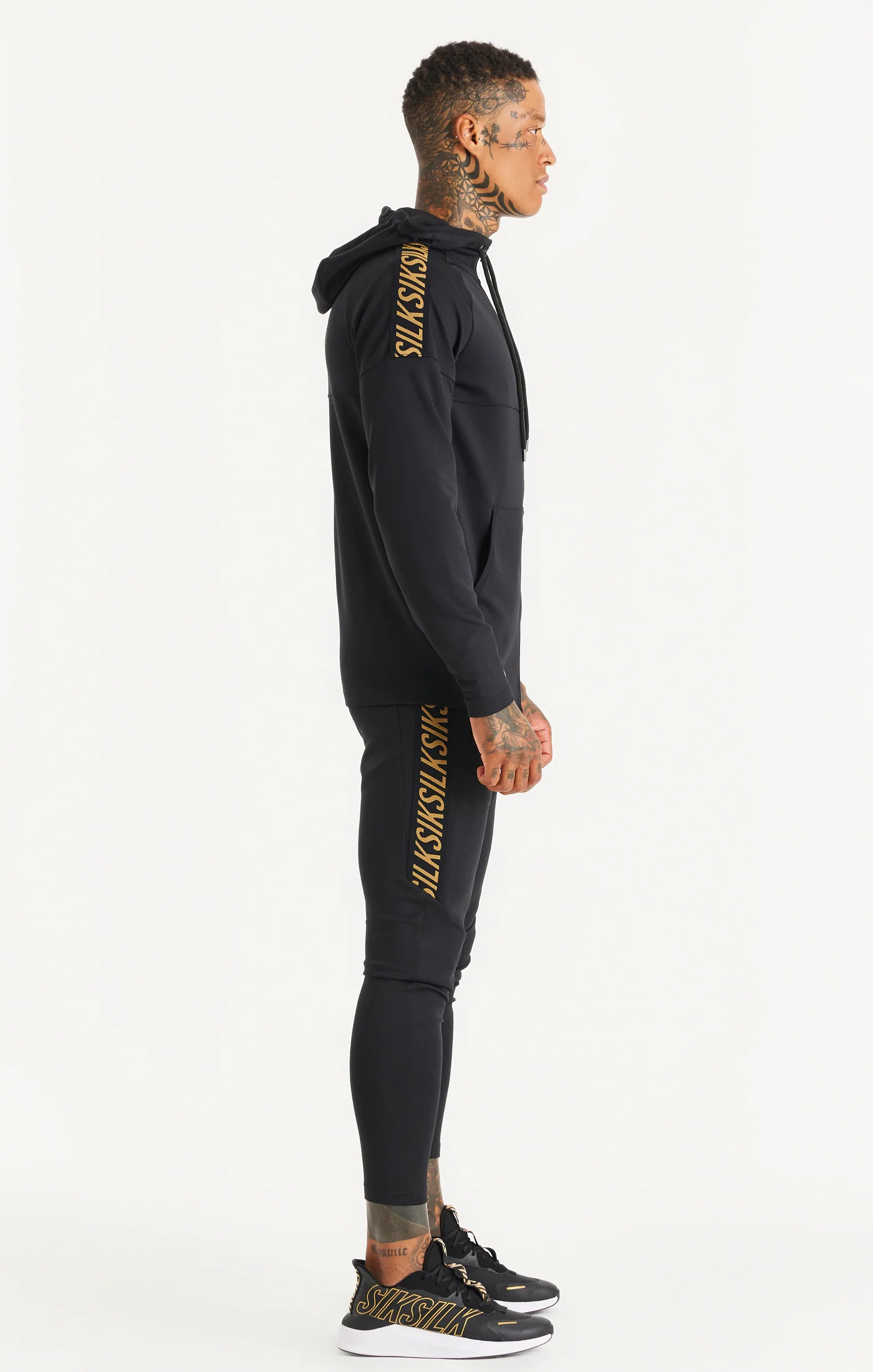 Black Sports Zip Through Tape Hoodie - Image 7