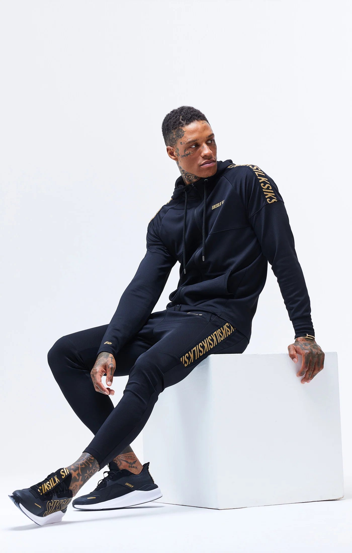 Black Sports Zip Through Tape Hoodie - Image 8