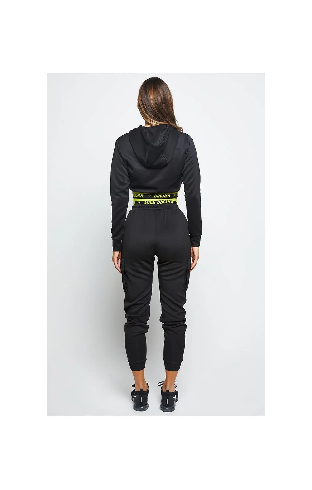 SikSilk Divergent Cargo Cropped Hoodie - Black - Image 6