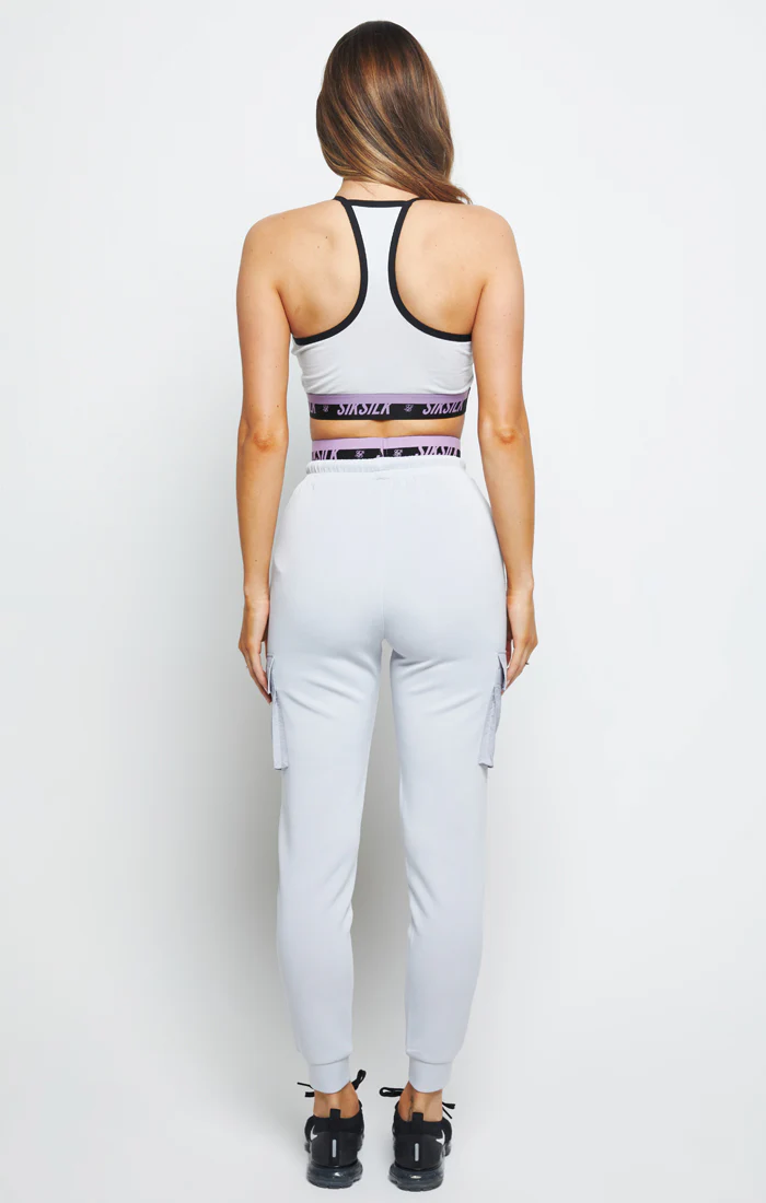 SikSilk Divergent Racerback Bralette - Grey - Image 5