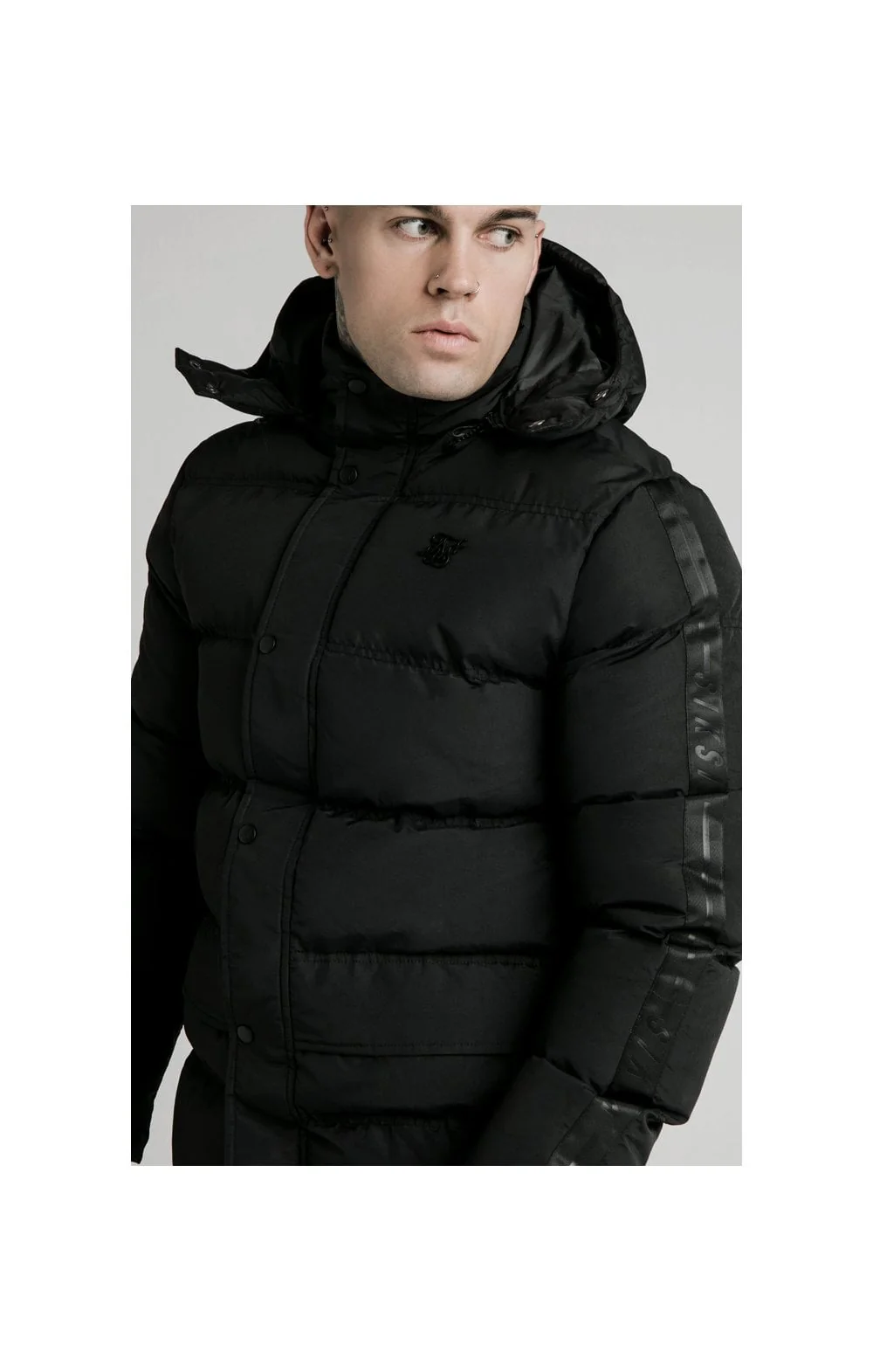 SikSilk Diverse Monogram Parka - Black - Image 2