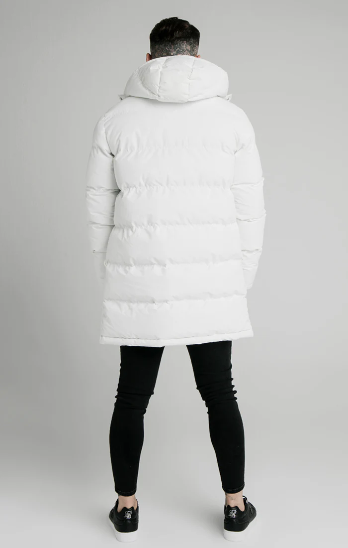 SikSilk Diverse Monogram Parka - White - Image 3