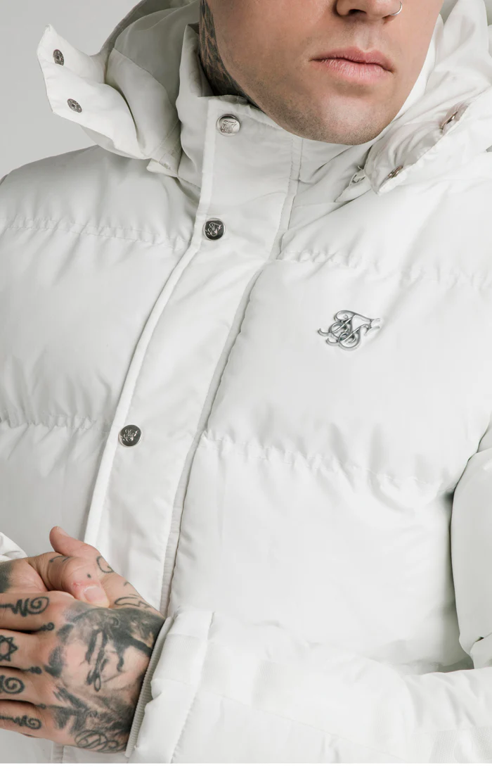 SikSilk Diverse Monogram Parka - White - Image 6
