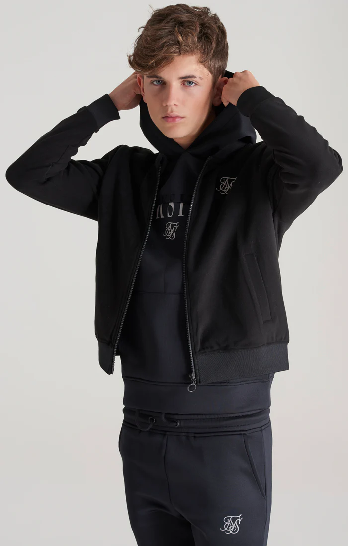 Boys Black Metallic Logo Bomber - Image 2