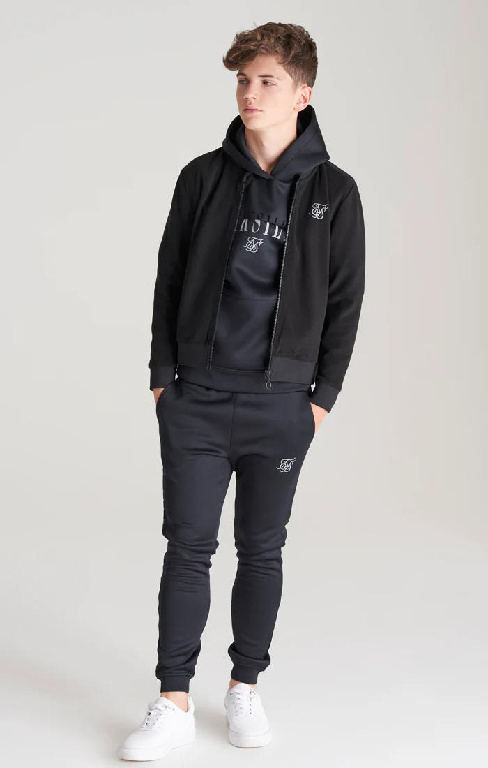 Boys Black Metallic Logo Bomber - Image 4