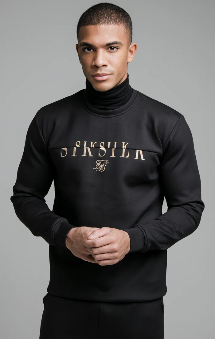SikSilk Division Crew Neck Sweater - Black