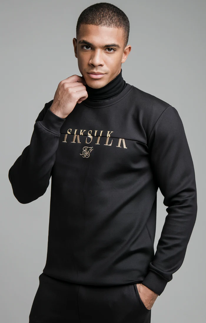 SikSilk Division Crew Neck Sweater - Black - Image 4