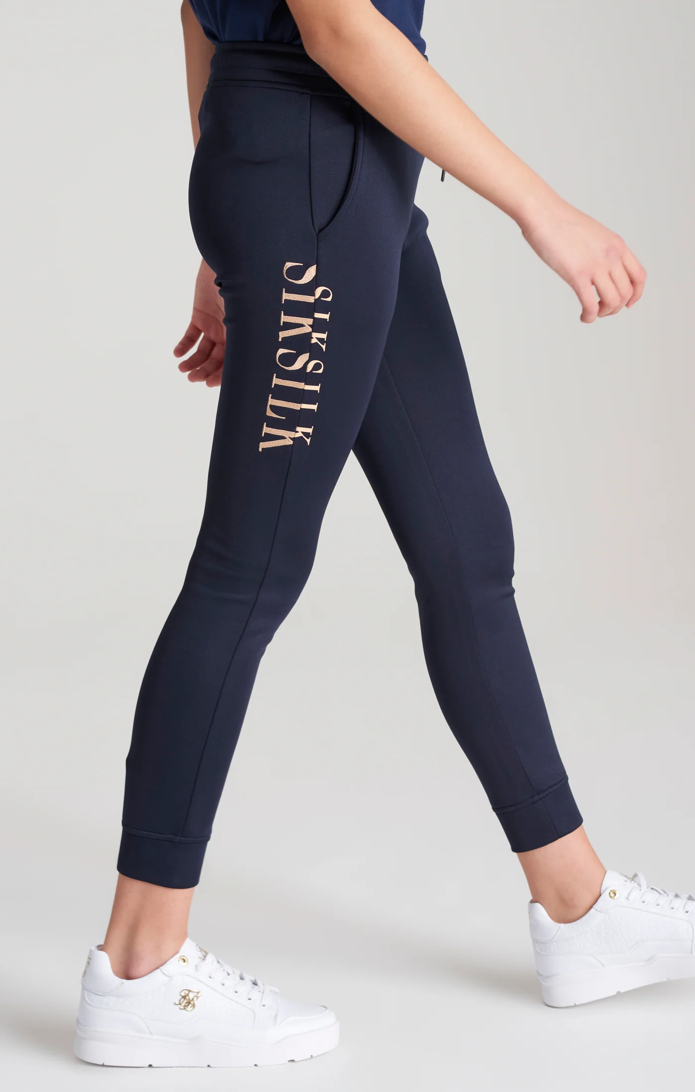 Girls Navy Logo Jogger - Image 2