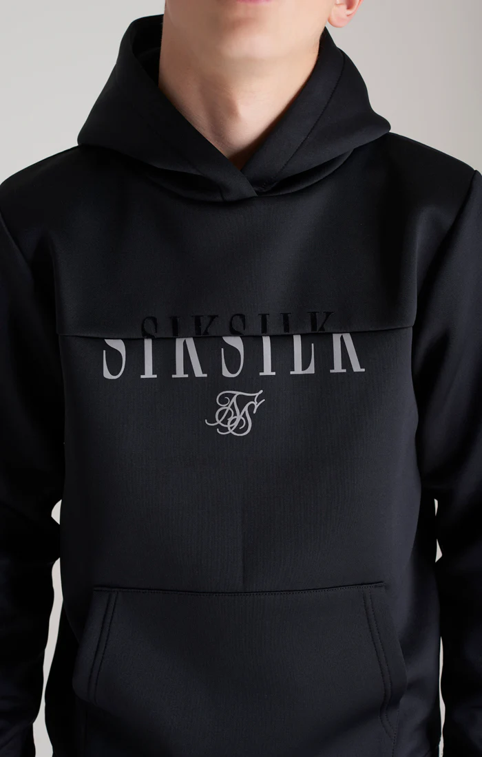 Boys Black Cut And Sew Logo Overhead Hoodie - Image 2
