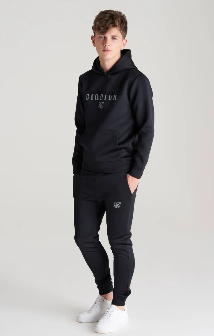 Boys Black Cut And Sew Logo Overhead Hoodie - Image 3
