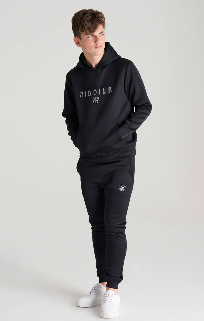 Boys Black Cut And Sew Logo Overhead Hoodie - Image 4