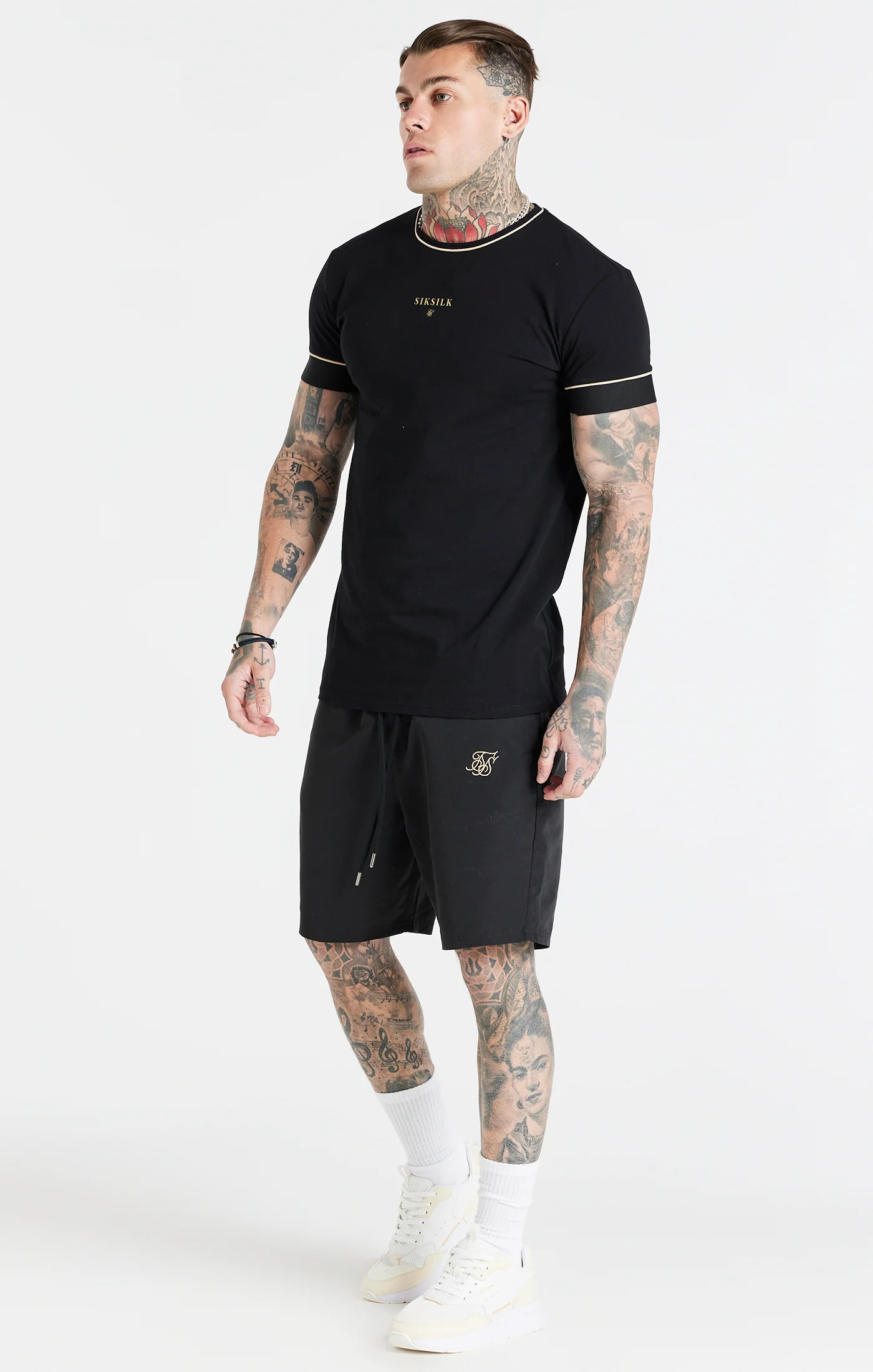 Black Retro Elastic Cuff T-Shirt - Image 3