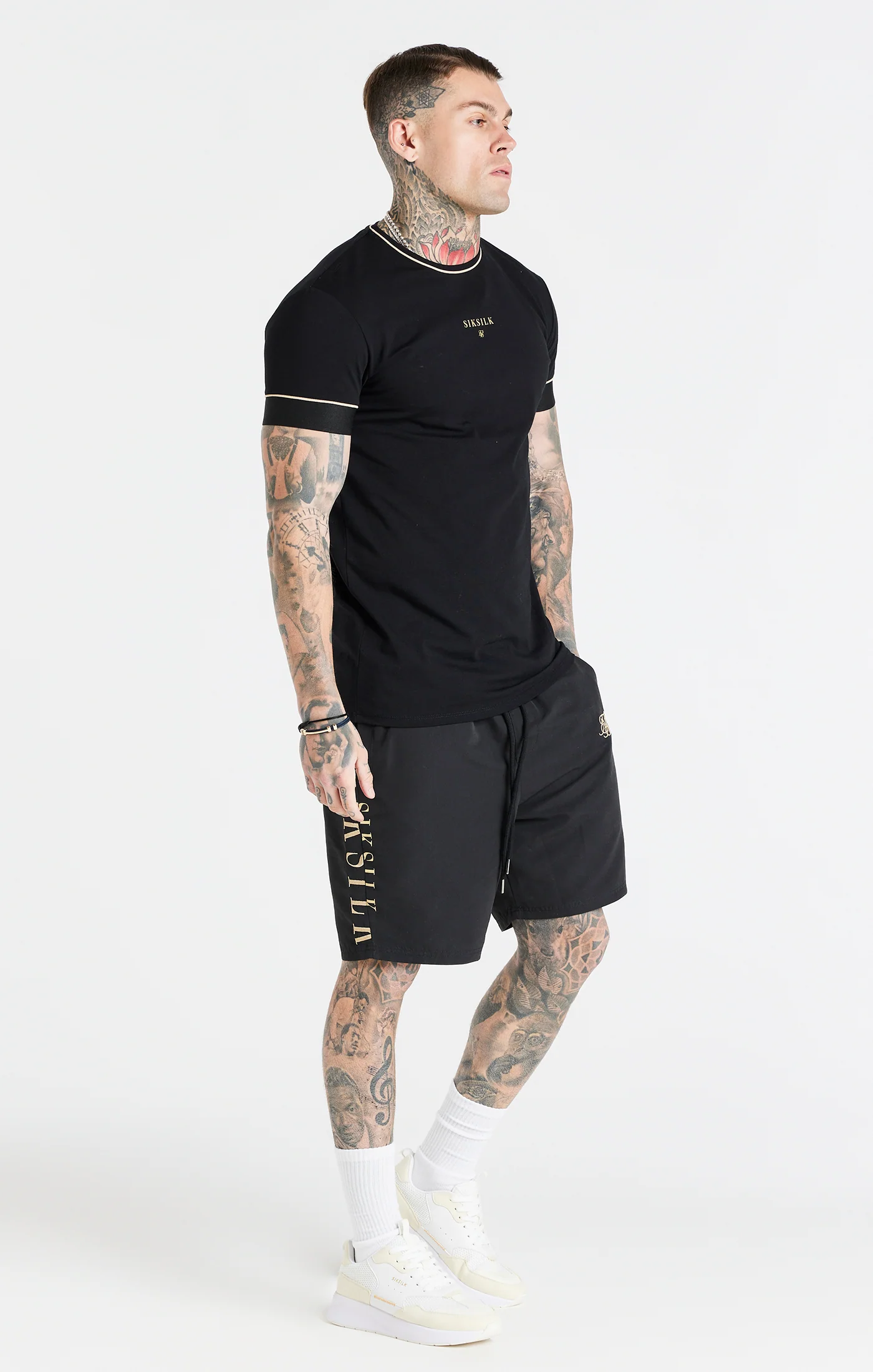 Black Retro Elastic Cuff T-Shirt - Image 4