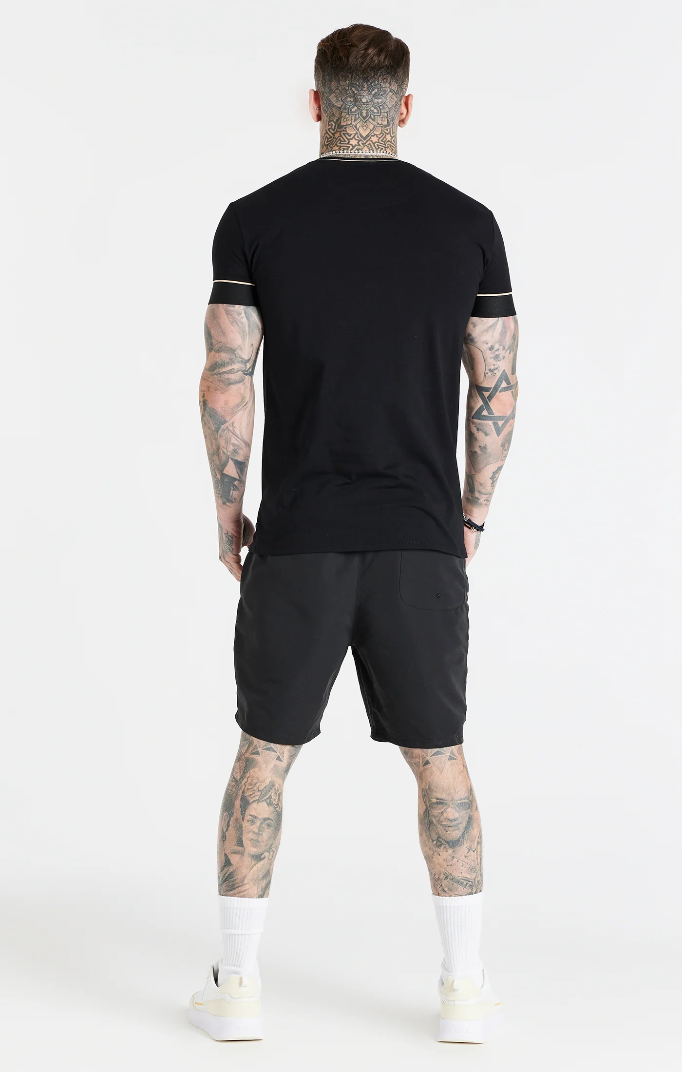 Black Retro Elastic Cuff T-Shirt - Image 5