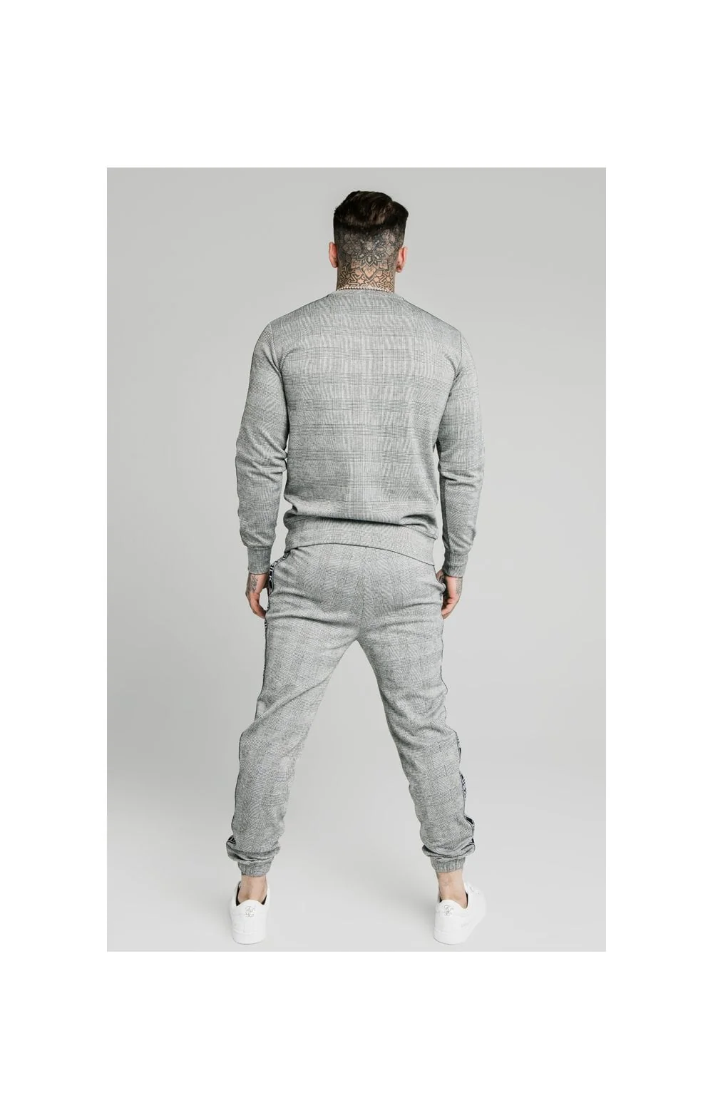SikSilk Dog Tooth Check Cuffed Pant - Black & White - Image 7