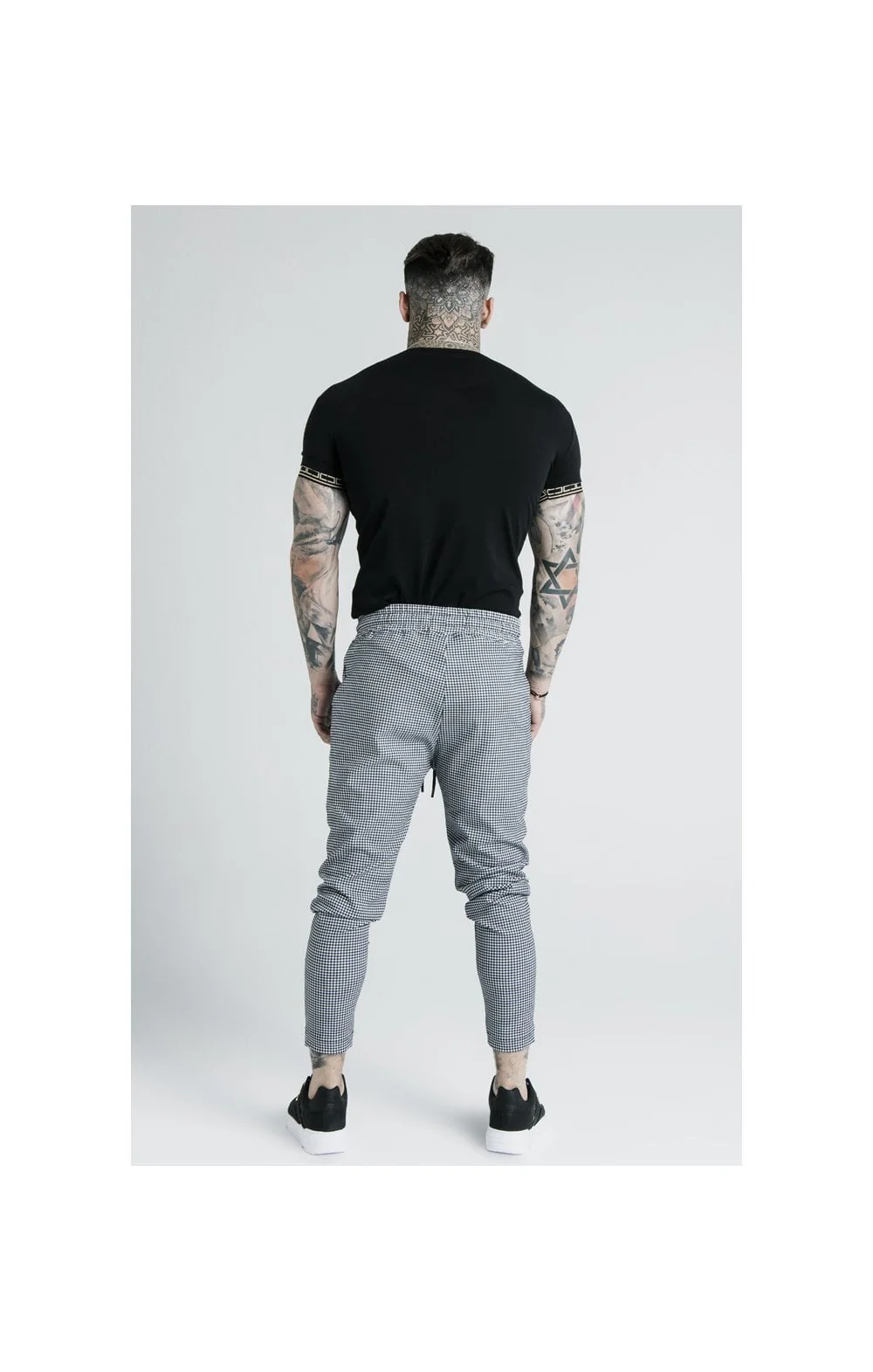 SikSilk Dog Tooth Pant - Black & White - Image 5