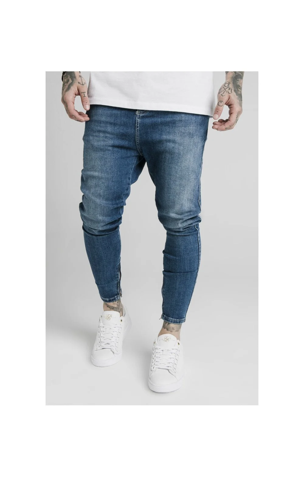 SikSilk Drop Crotch Jeans – Midstone Blue - Image 3