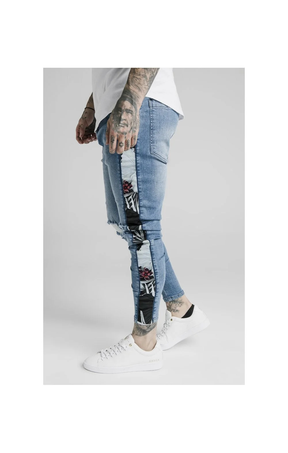 SikSilk Drop Crotch Side Panel Jeans - Midstone - Image 6