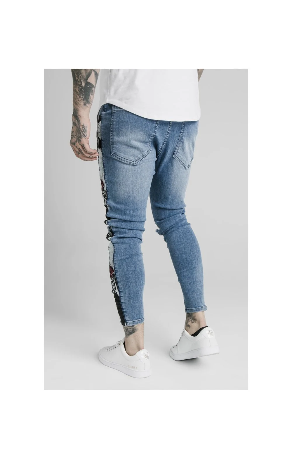 SikSilk Drop Crotch Side Panel Jeans - Midstone - Image 8