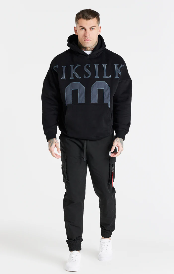 Black Drop Shoulder Relaxed Fit Hoodie - Image 4