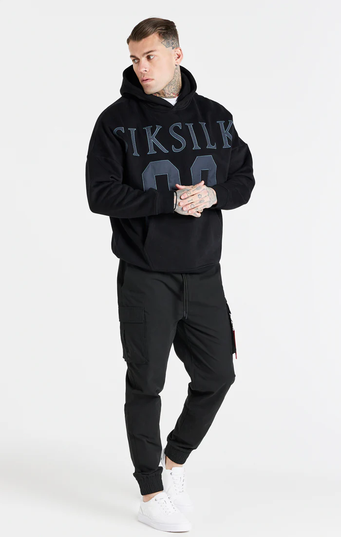 Black Drop Shoulder Relaxed Fit Hoodie - Image 5