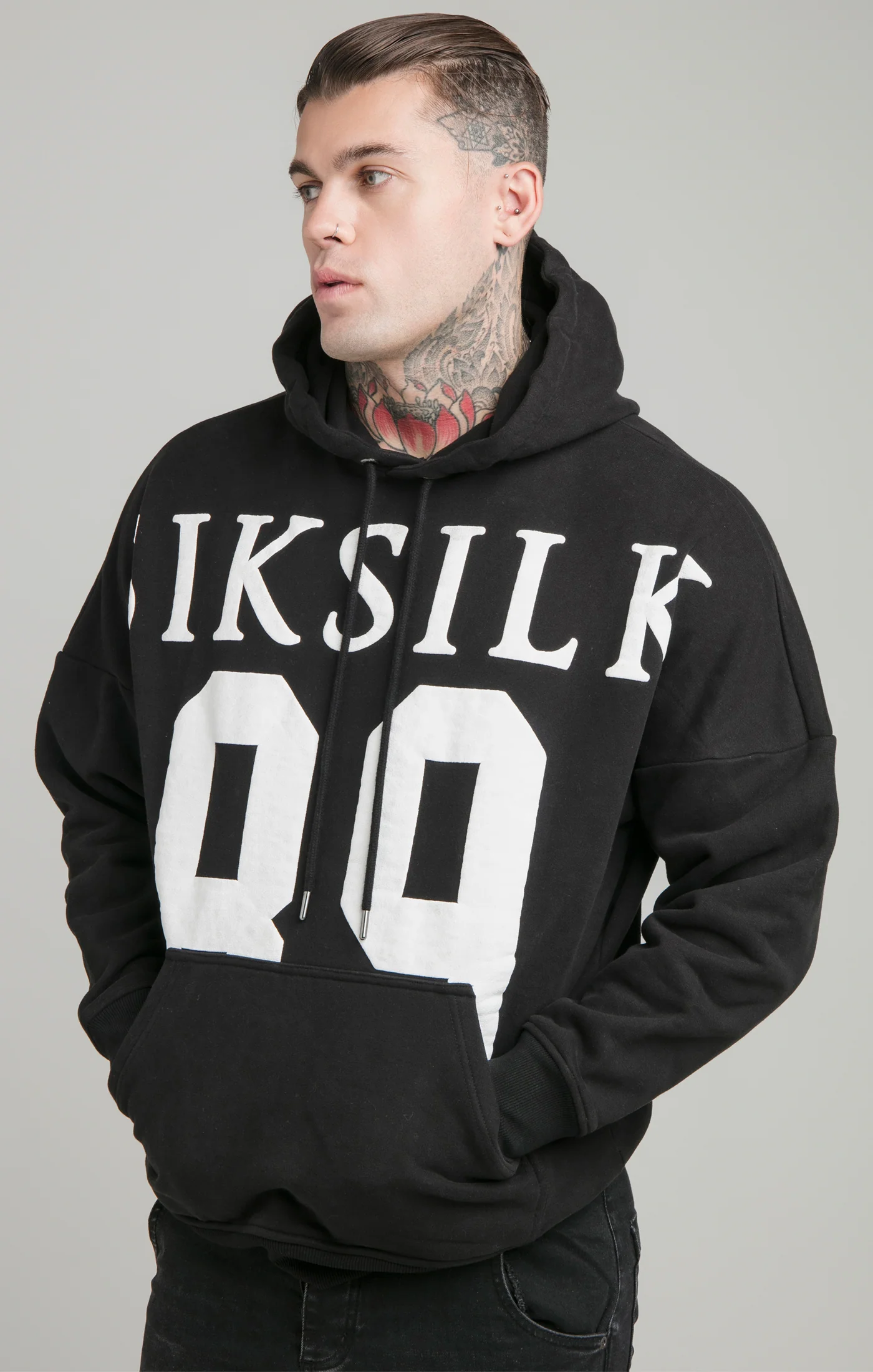 Black Drop Shoulder Relaxed Fit Hoodie - Image 3