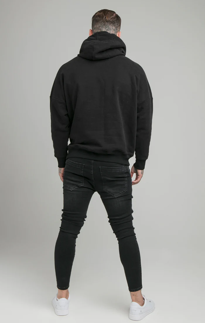 Black Drop Shoulder Relaxed Fit Hoodie - Image 4