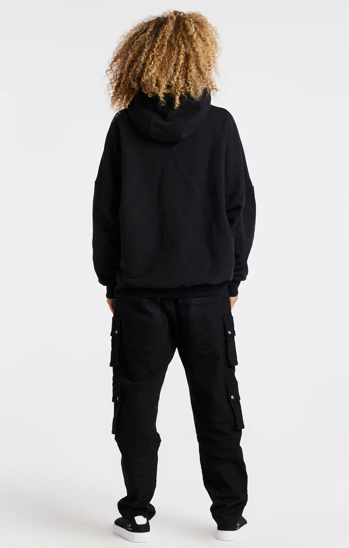 Black Drop Shoulder Relaxed Fit Hoodie - Image 6