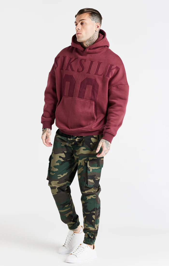 Burgundy Drop Shoulder Relaxed Fit Hoodie - Image 4