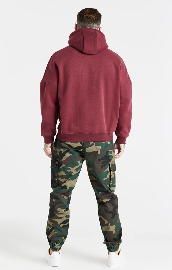 Burgundy Drop Shoulder Relaxed Fit Hoodie - Image 5