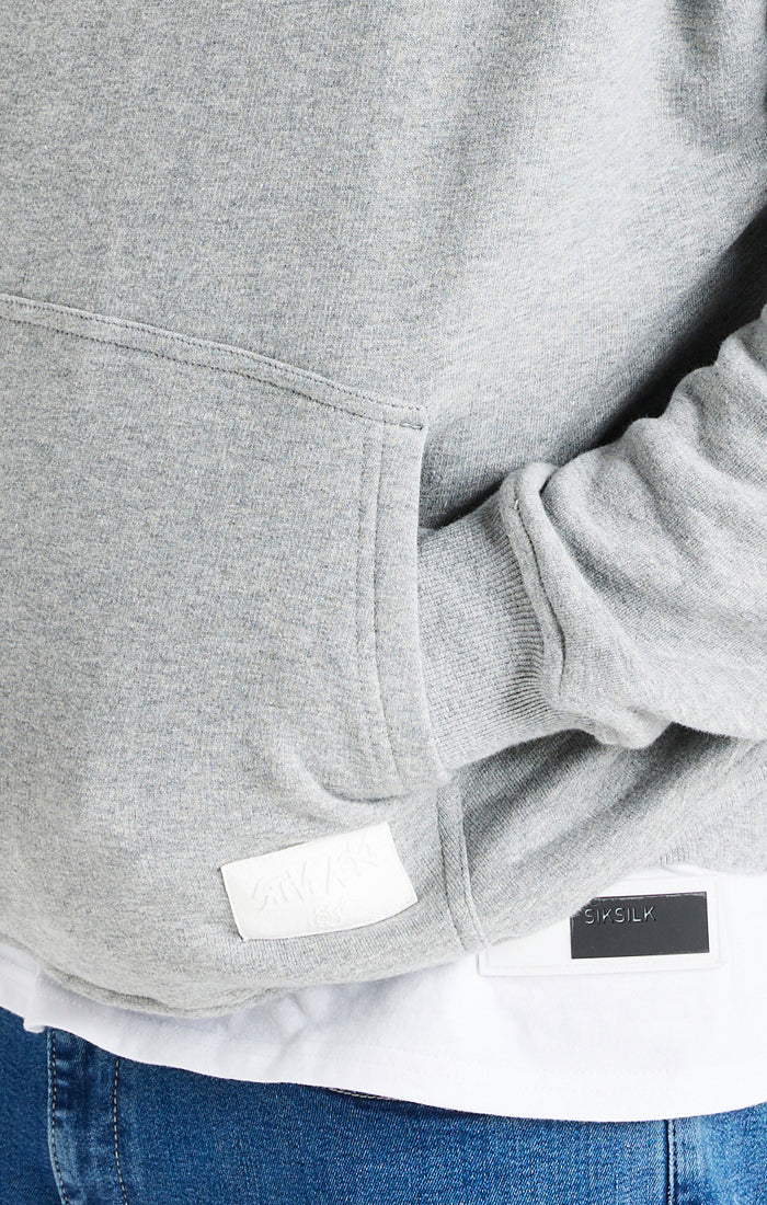 SikSilk Drop Shoulder Relaxed Fit Hoodie - Grey Marl - Image 2