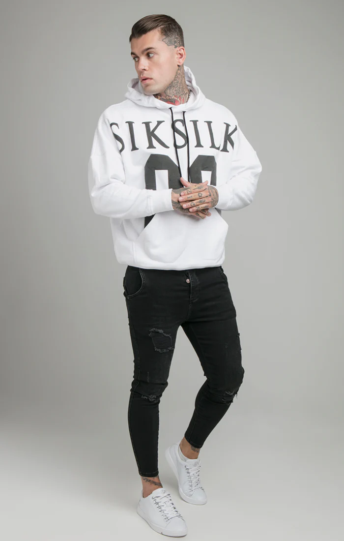 White Drop Shoulder Relaxed Fit Hoodie - Image 3
