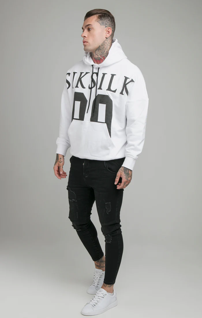 White Drop Shoulder Relaxed Fit Hoodie - Image 4