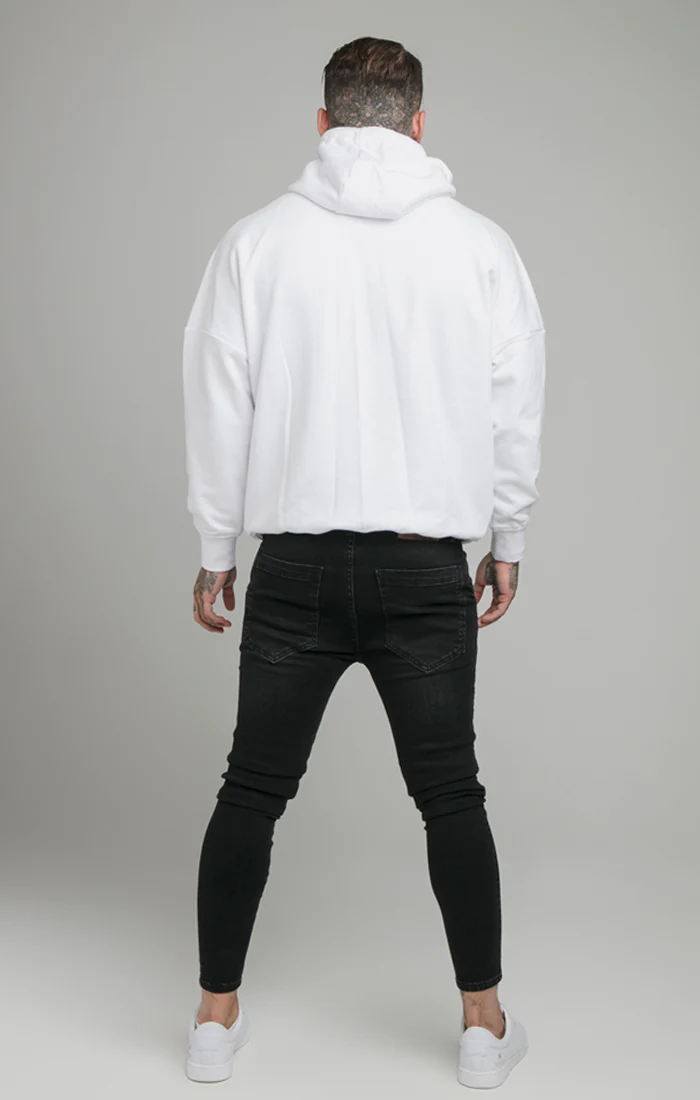White Drop Shoulder Relaxed Fit Hoodie - Image 6