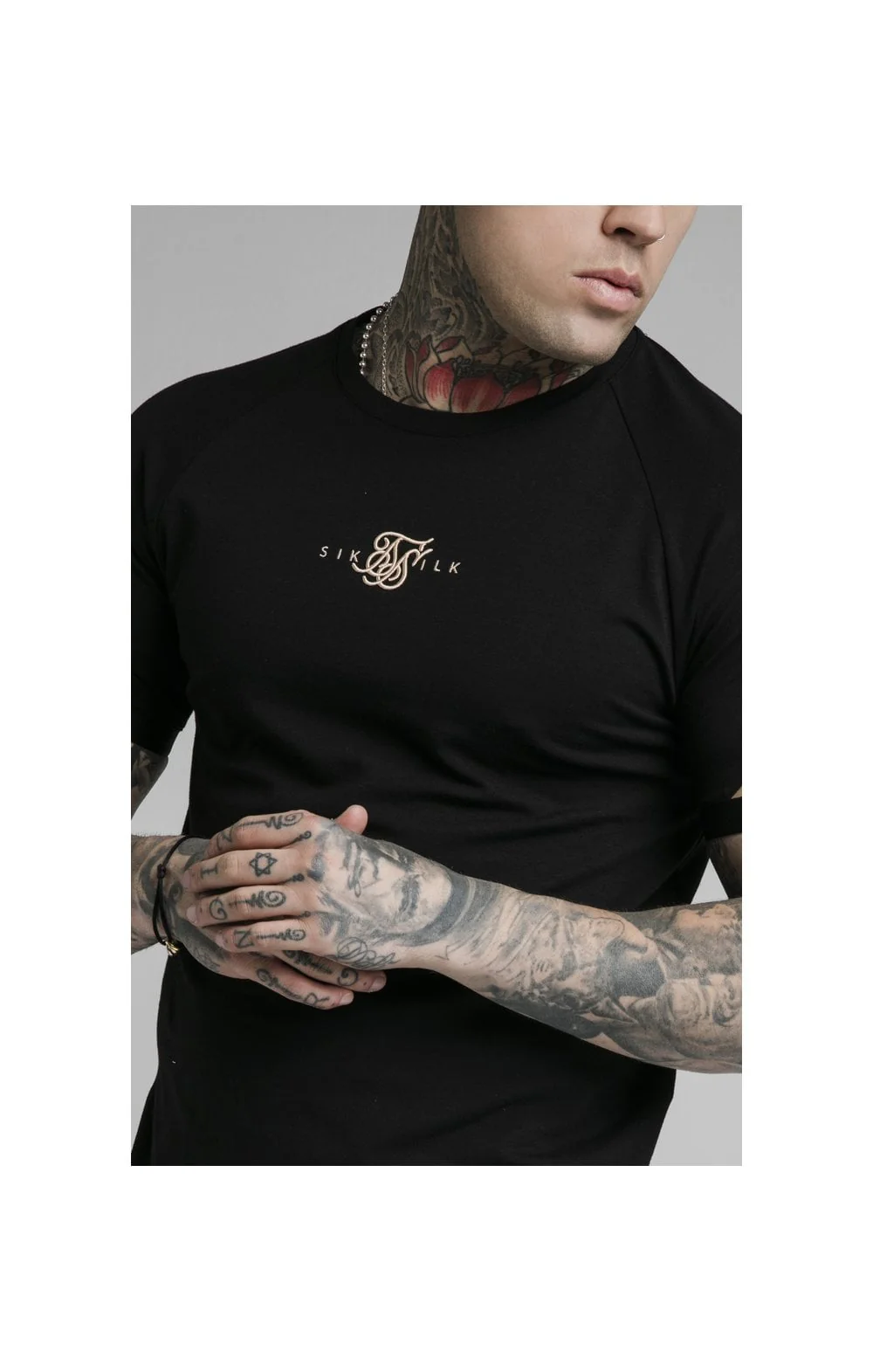 SikSilk Dual Cuff Tech Tee - Black & Gold - Image 2