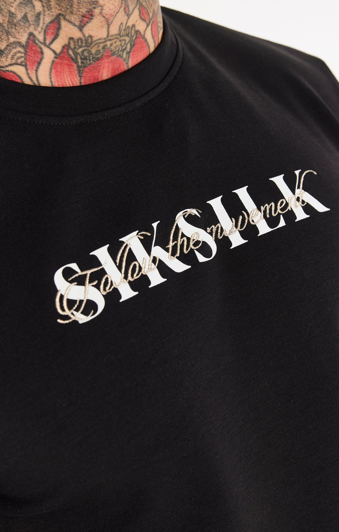 SikSilk Dual Script Logo Crew Sweater - Black - Image 2