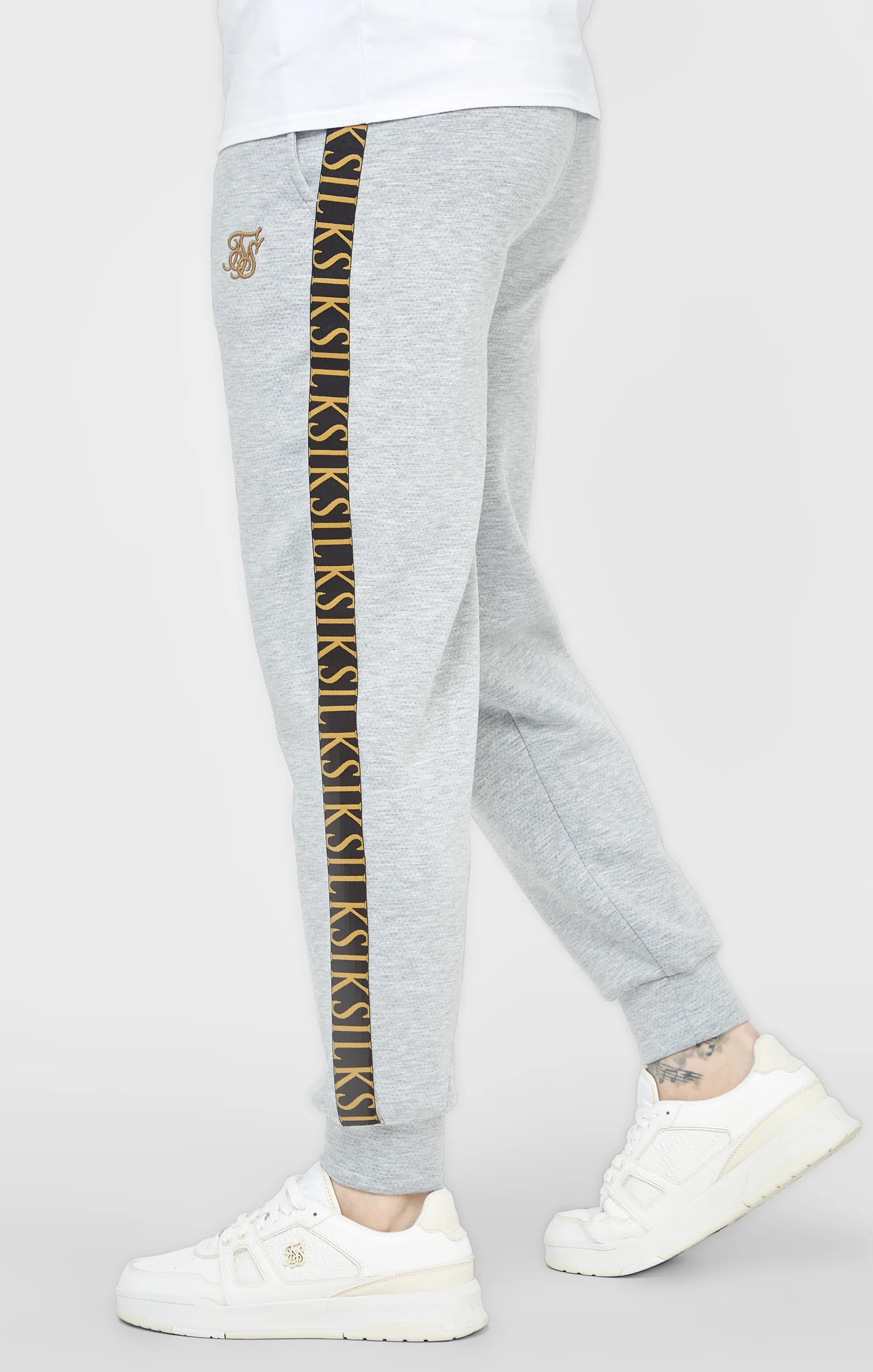 Grey Marl Fitted Track Pant - Image 2