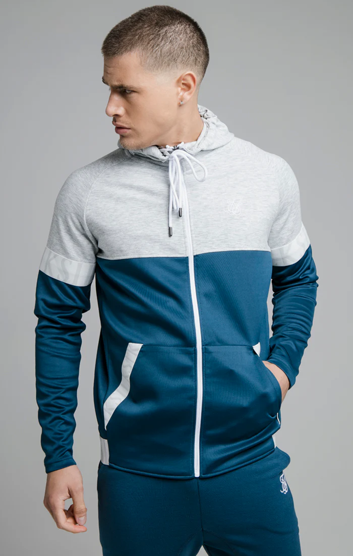 Navy Function Zip Through Hoodie