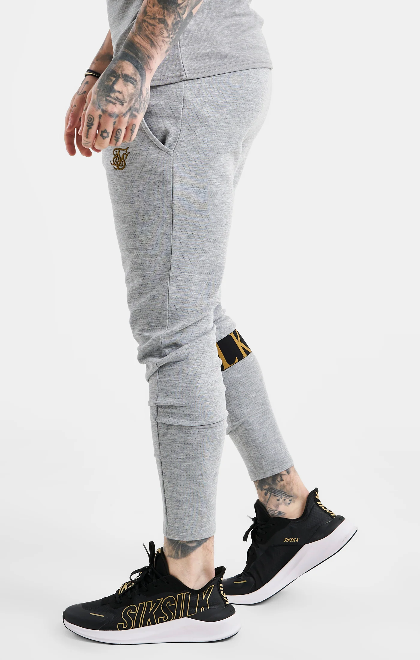 SikSilk Dynamic Track Pant - Grey Marl - Image 2
