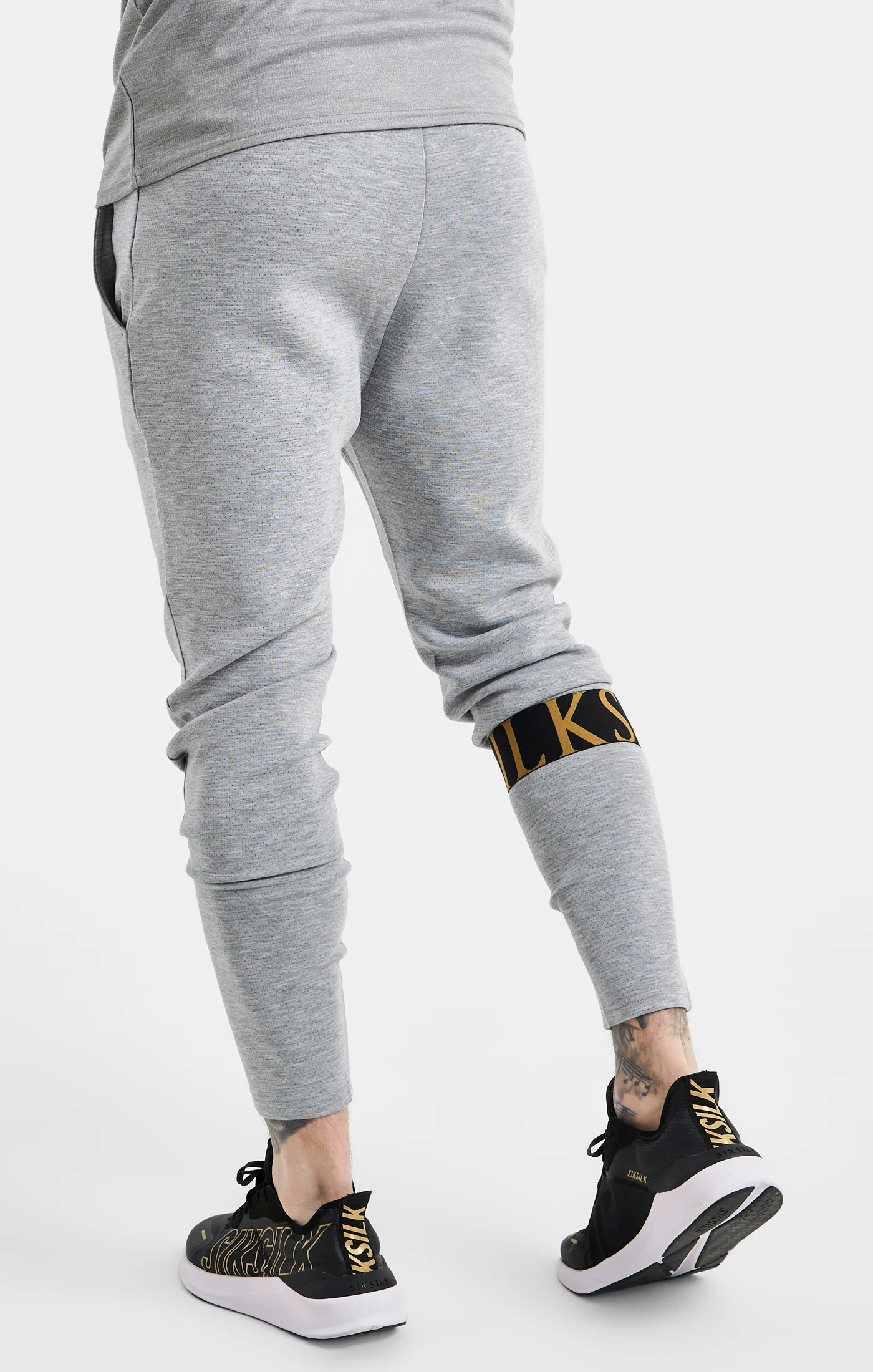 SikSilk Dynamic Track Pant - Grey Marl - Image 4
