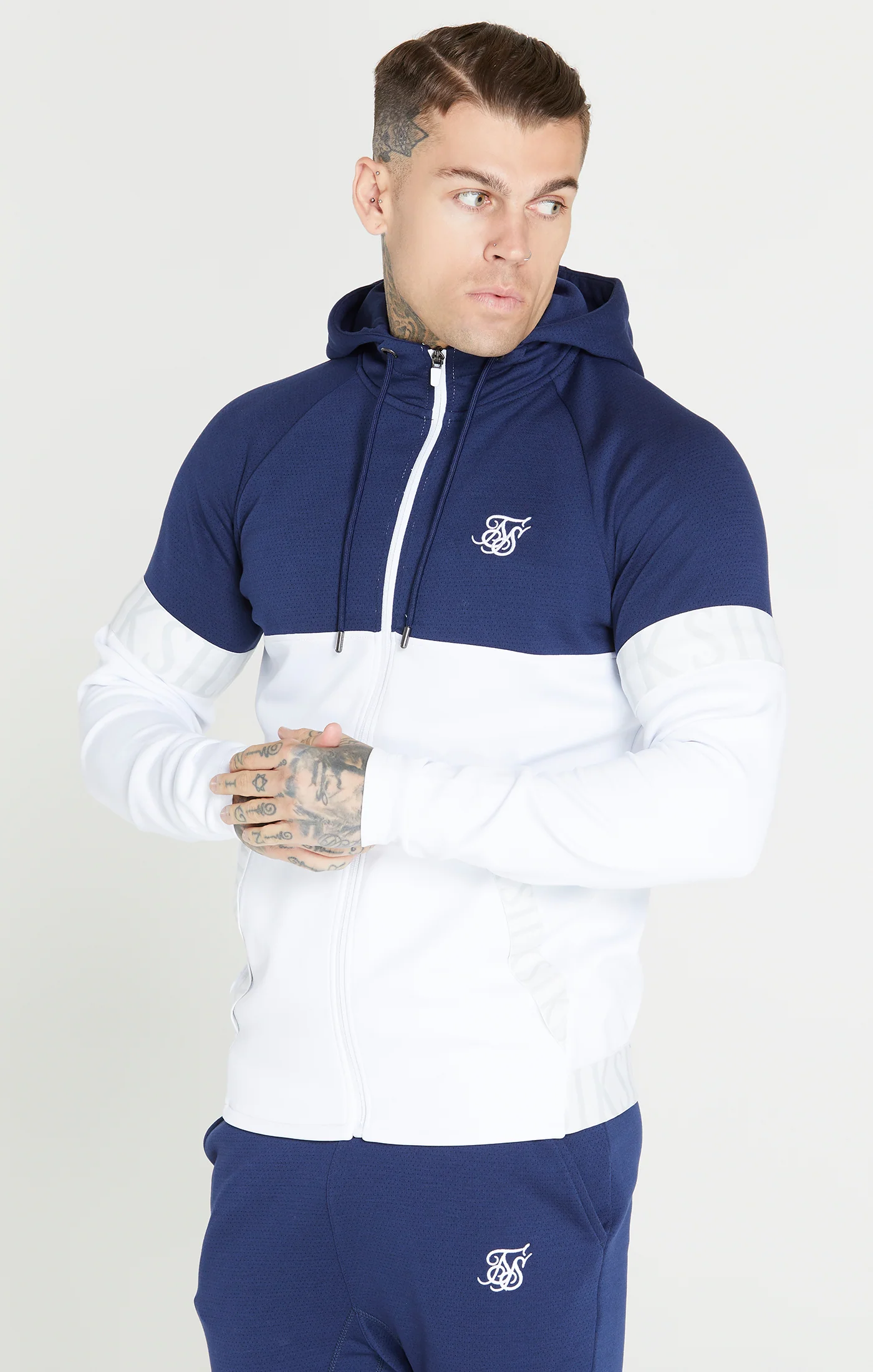 White Dynamic Zip Through Hoodie
