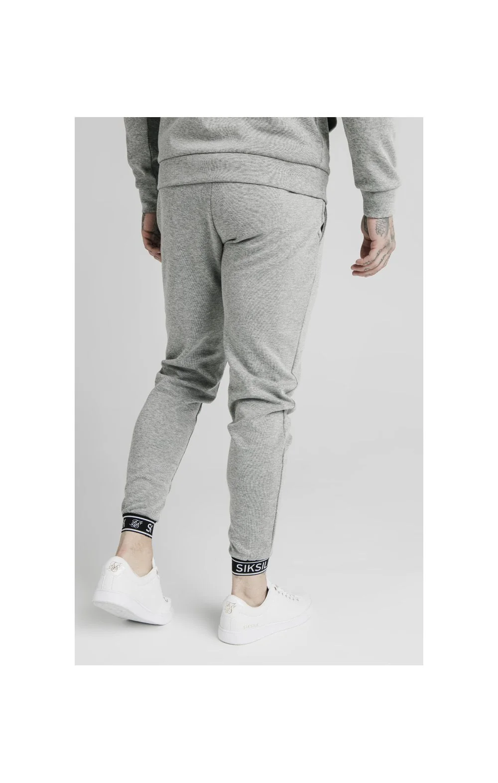 SikSilk Elastic Cuff Jogger - Grey Marl - Image 6