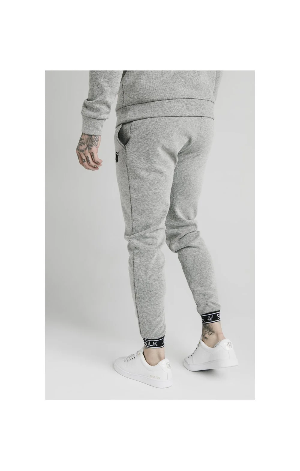 SikSilk Elastic Cuff Jogger - Grey Marl - Image 8