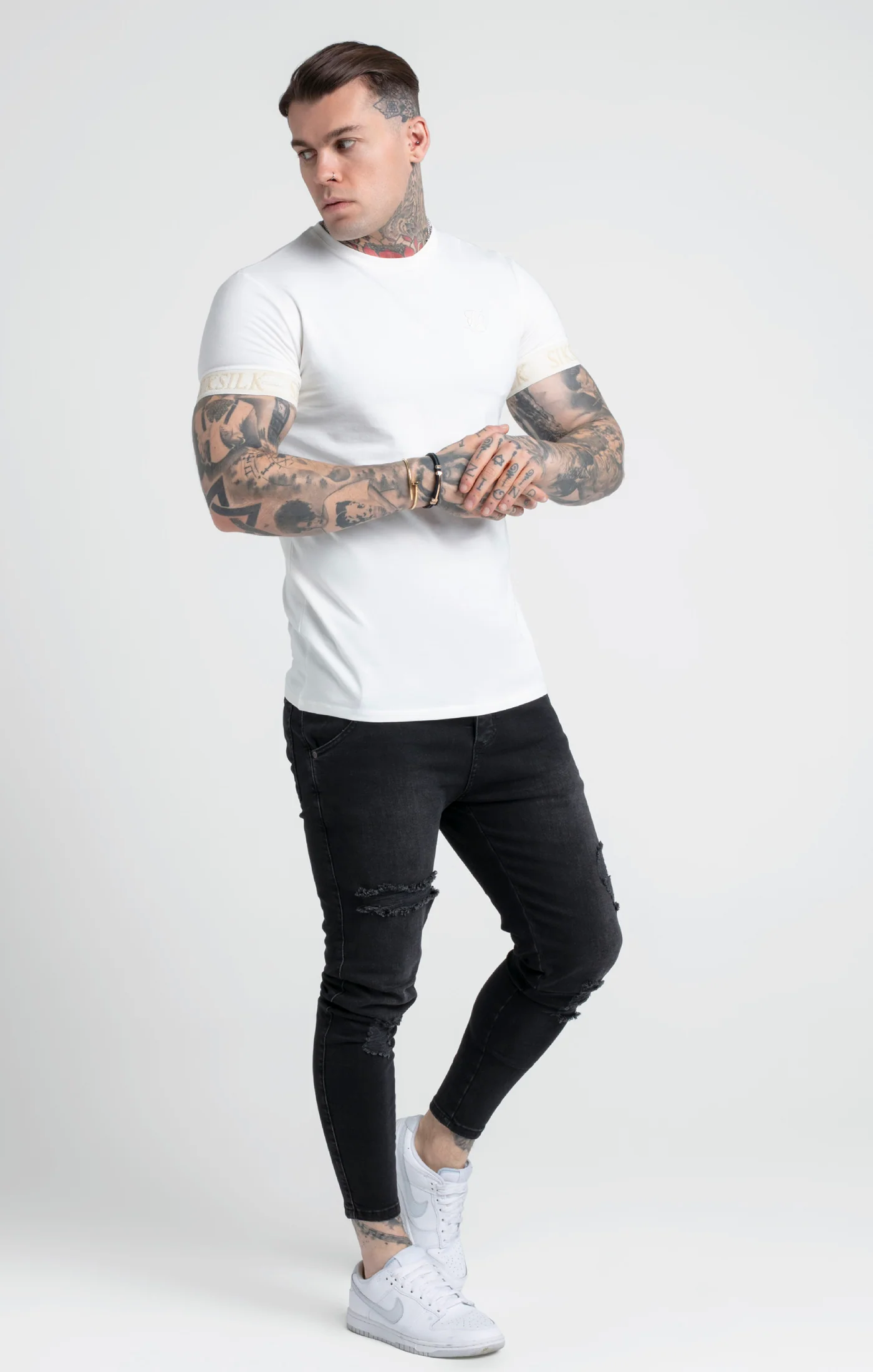 Ecru Elastic Cuff T-Shirt - Image 2