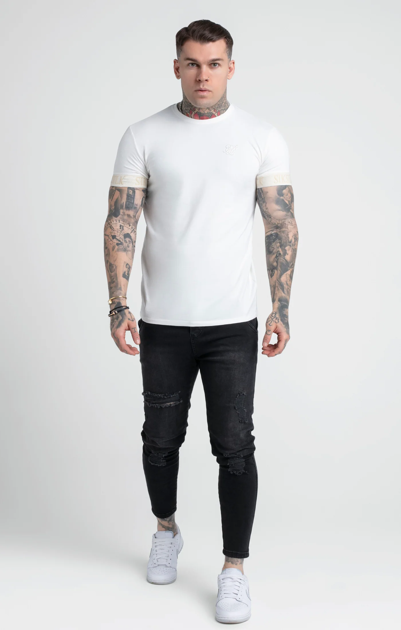 Ecru Elastic Cuff T-Shirt - Image 4
