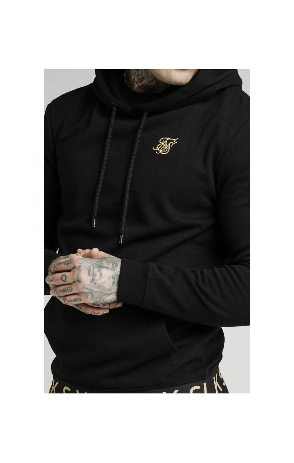 SikSilk Elastic Jacquard Overhead Hoodie – Black - Image 2