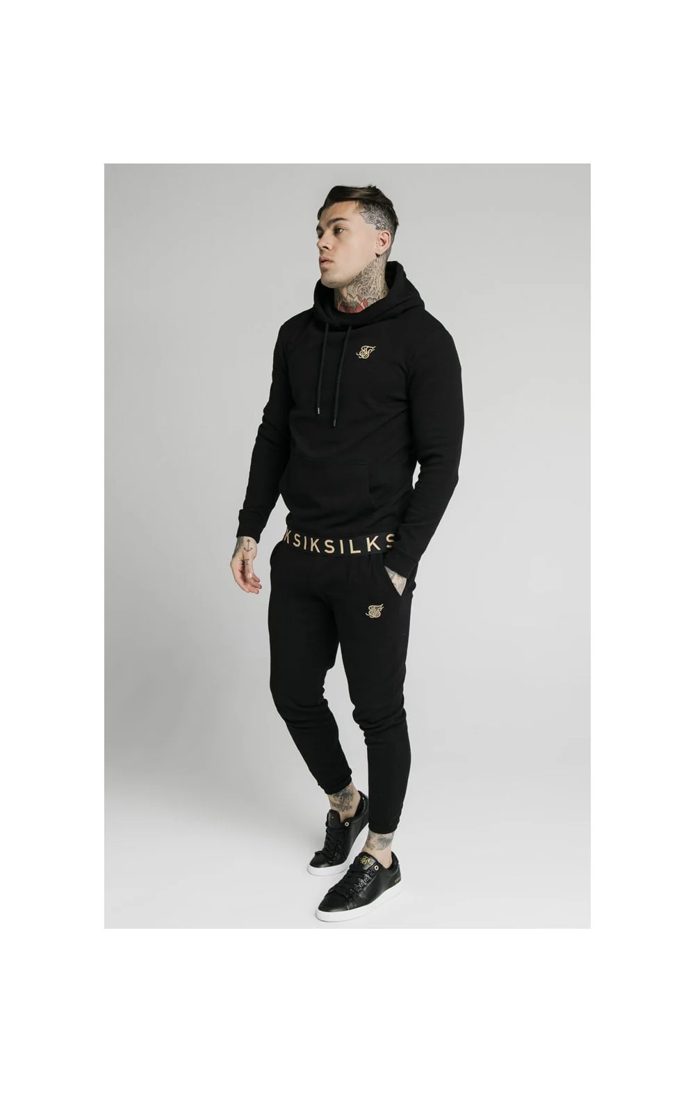 SikSilk Elastic Jacquard Overhead Hoodie – Black - Image 4