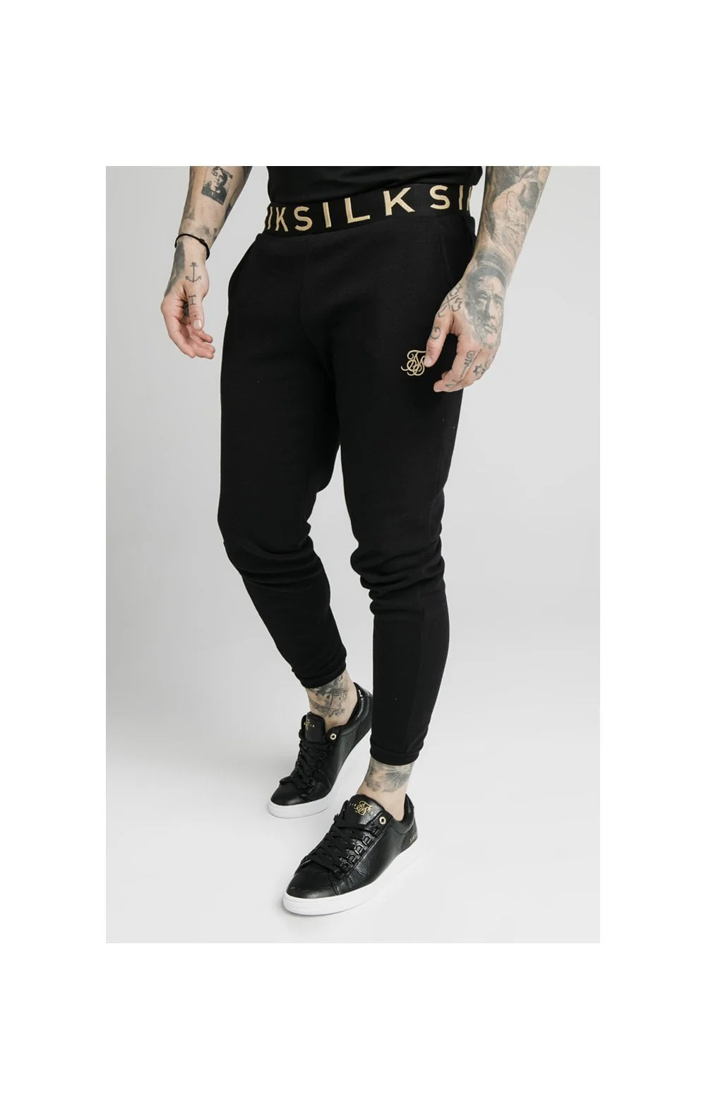 SikSilk Elastic Jacquard Pants - Black