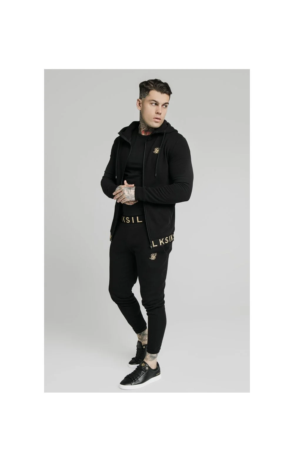 SikSilk Elastic Jacquard Pants - Black - Image 4