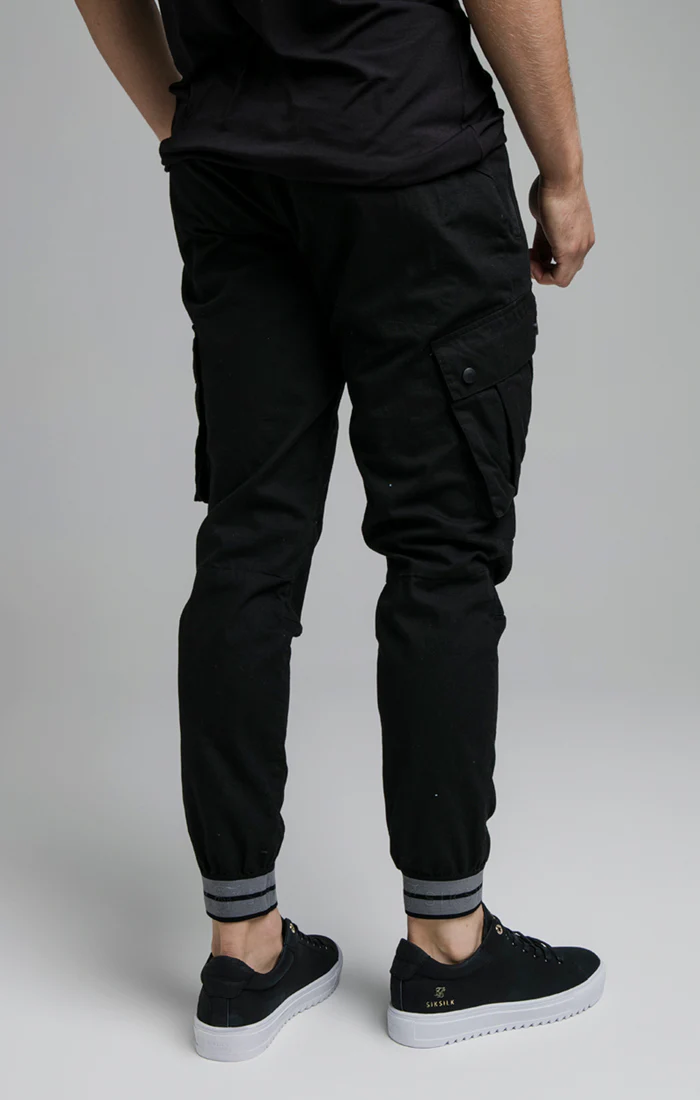 Black Elasticated Cuff Cargo Pant - Image 3